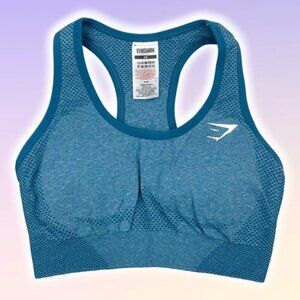 GYMSHARK Vital Seamless 2.0 Sports Bra Sz XS Tahoe Teal Marl